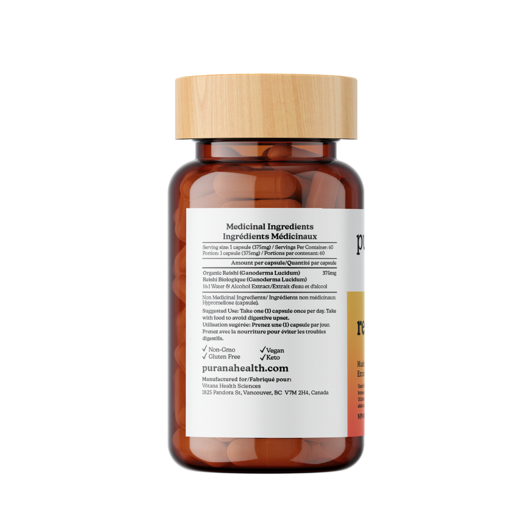 The medicinal ingredients panel on a Purana label, as printed on the bottle