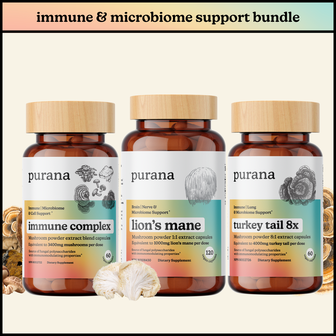 Microbiome Health Bundle - Turkey Tail 8x Capsules, Lion's Mane 1x Capsules, and Immune Complex (US)